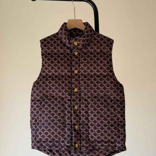 Home 29 CELINE Jacket Vest Monogram Nylon Polyamide Dark Brown