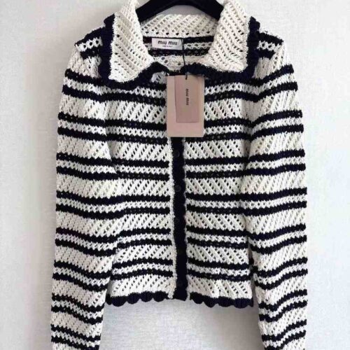 Home 18 Miu Miu Cardigan Striped Crochet Knit